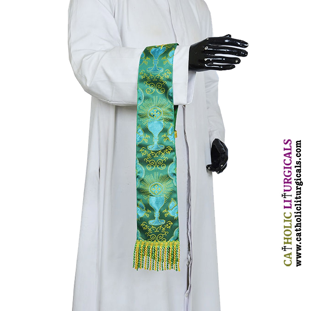 Priest Maniples Green Maniple  - Chalice Design