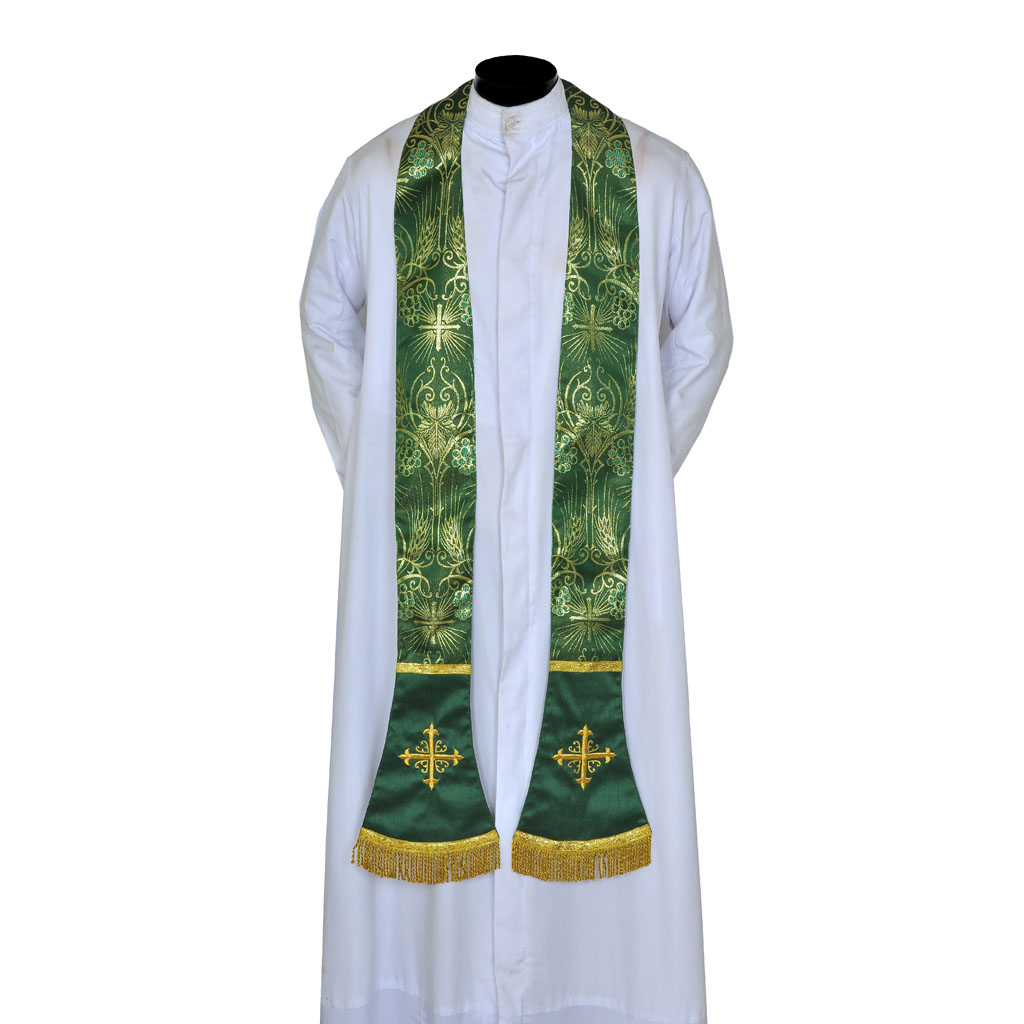 Priest Stoles Green Priest Stole - Cross Embroidery