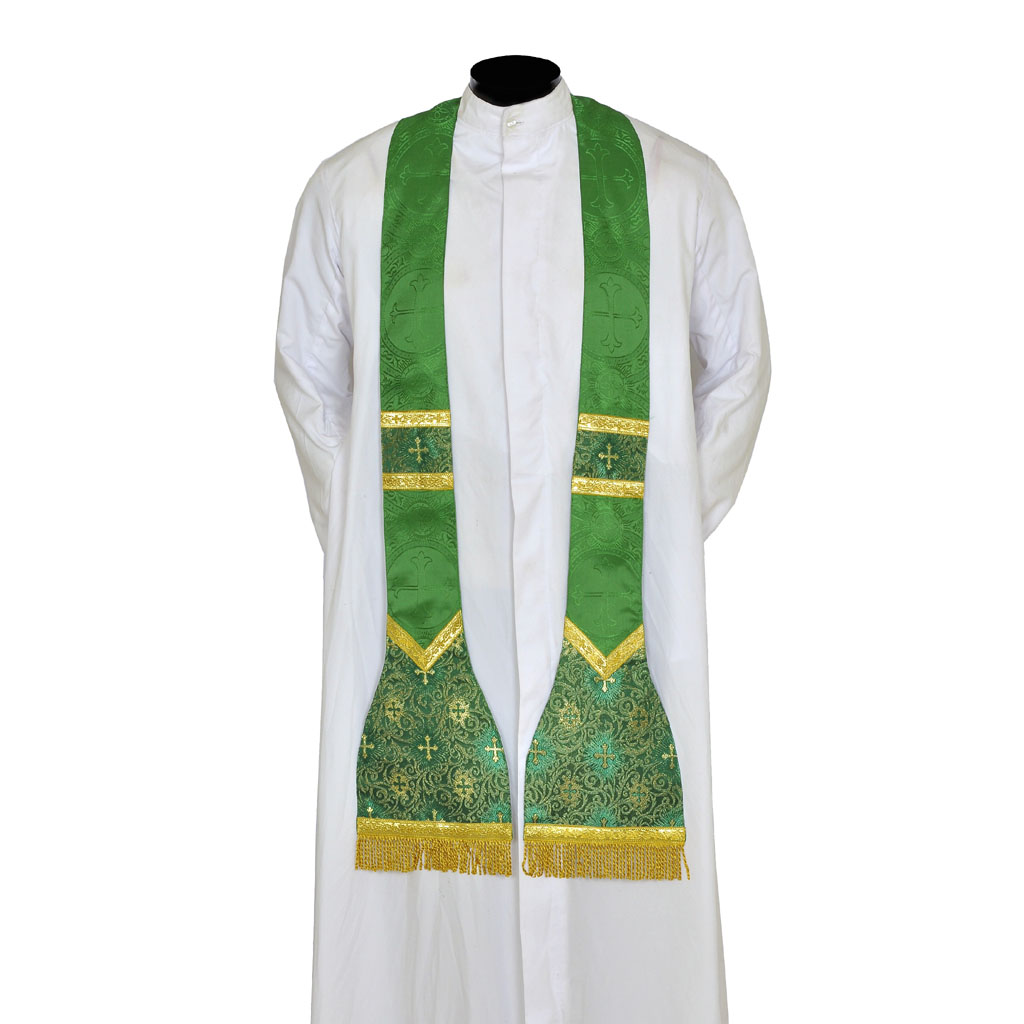 Priest Stoles Green - Priest Stole - Roman Model - Latin 