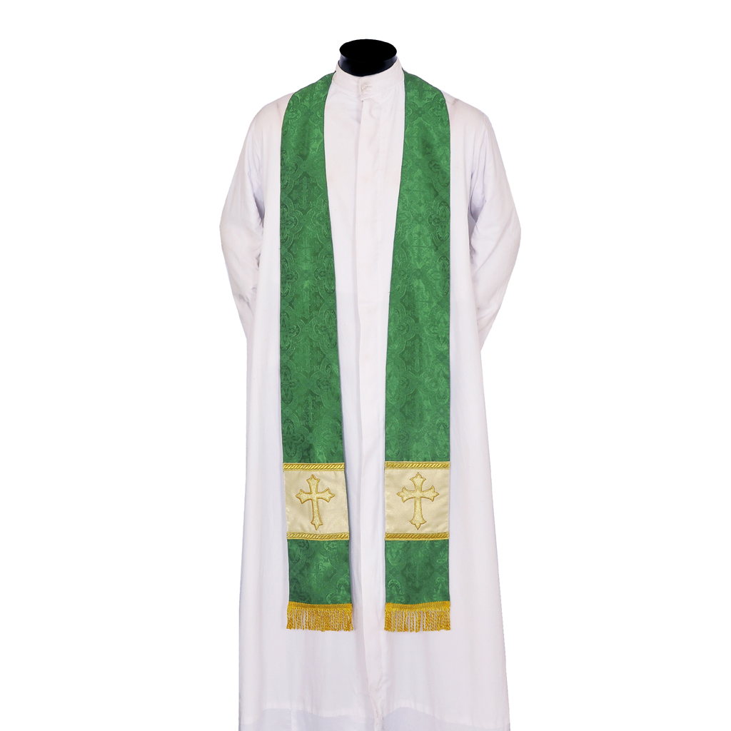 Priest Stoles Green - Priest Stole With Cross Embroidery