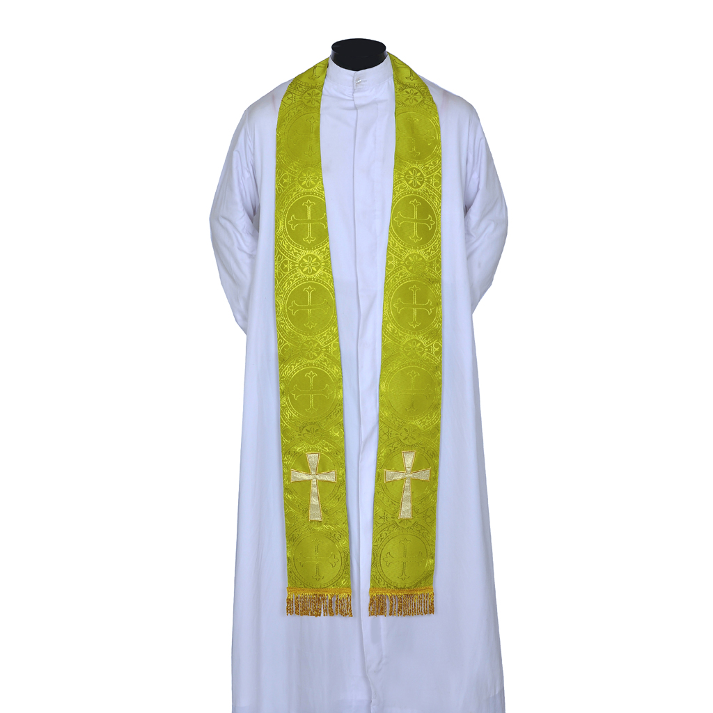 Priest Stoles Olive Green - Priest Stole - Cross Applique