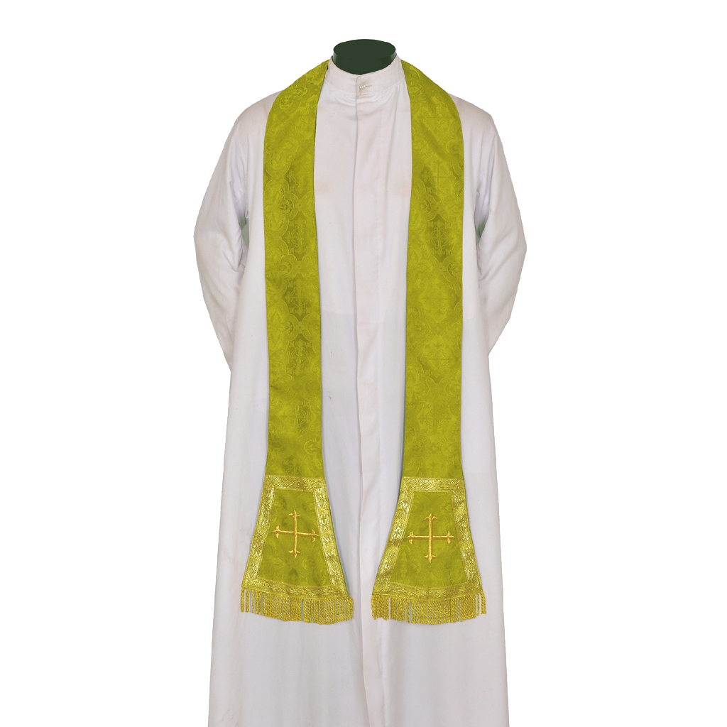 Priest Stoles Olive Green Priest Stole - Cross Embroidery
