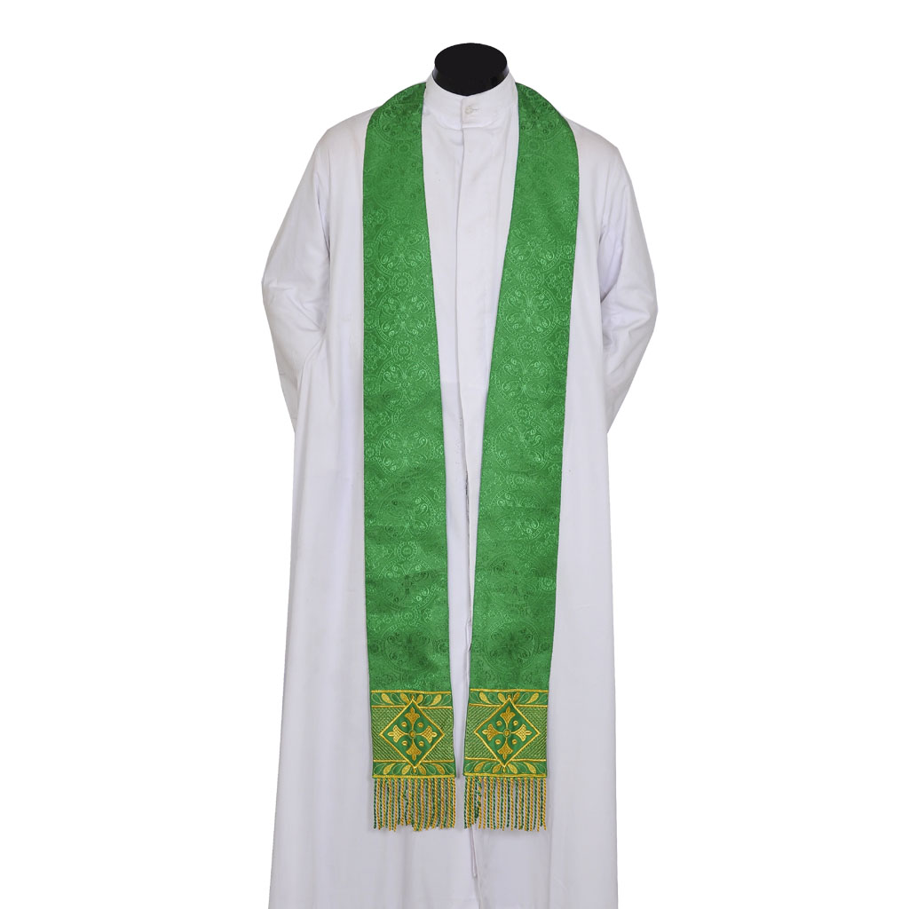 Priest Stoles Green - Priest Stole With Cross Embroidery
