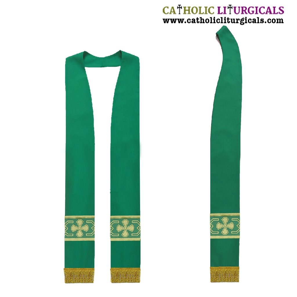 Priest Stoles Green - Priest Stole With Cross Orphreys