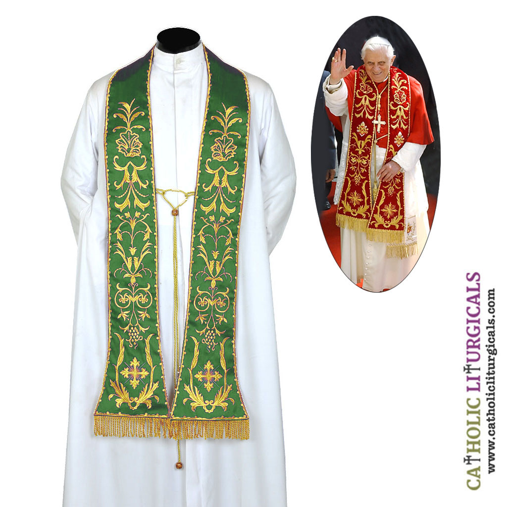Priest Stoles Green Stole - Similar to Pope Benedict Stole