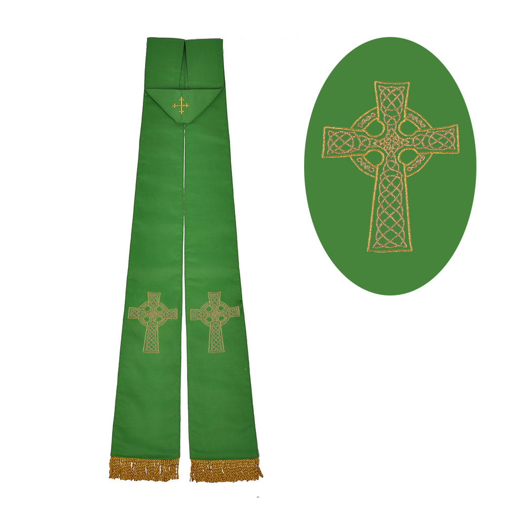 Priest Stoles M11: Green - Felt Interlined - Priest Stole