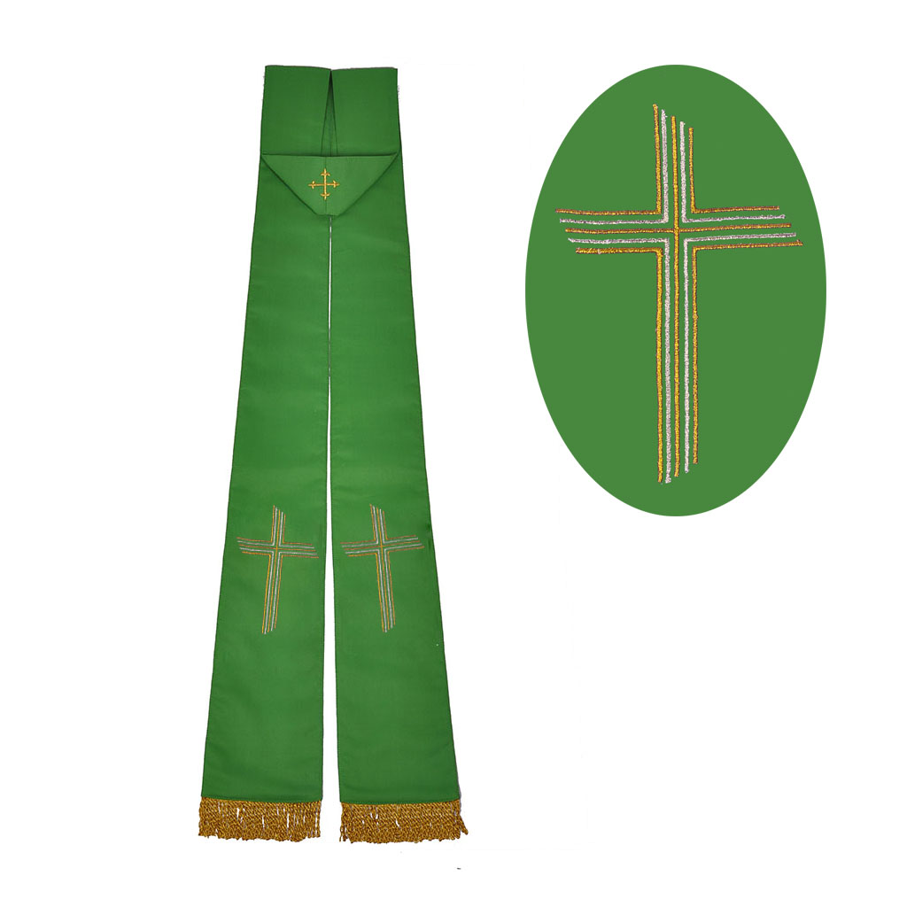 Priest Stoles M06: Green - Felt Interlined - Priest Stole