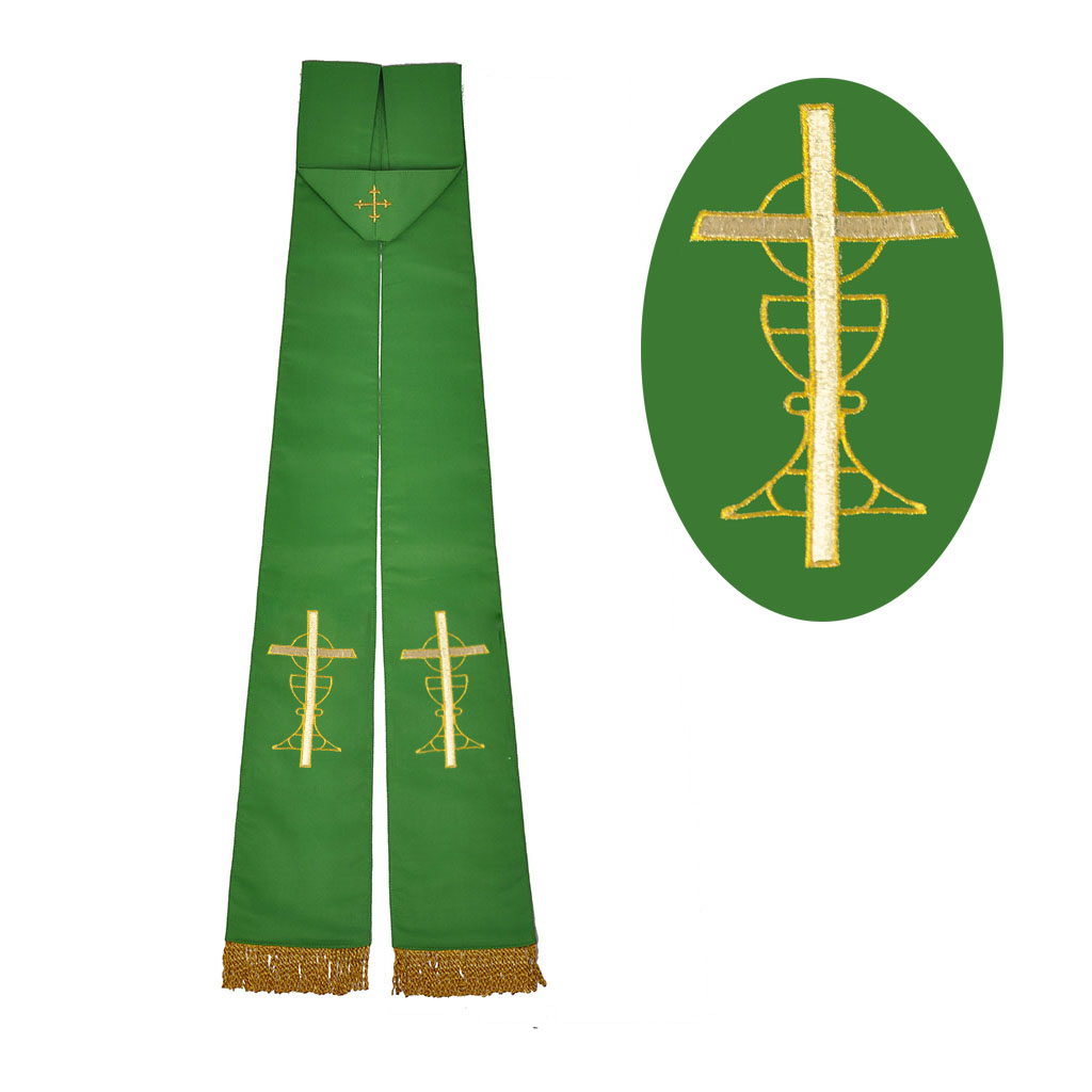 Priest Stoles M03: Green - Felt Interlined - Priest Stole