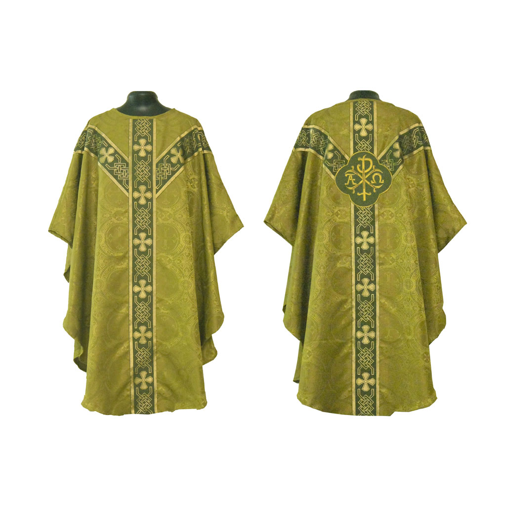 Gothic Chasubles MCP: Olive Green Gothic Vestment & Mass Set PAX
