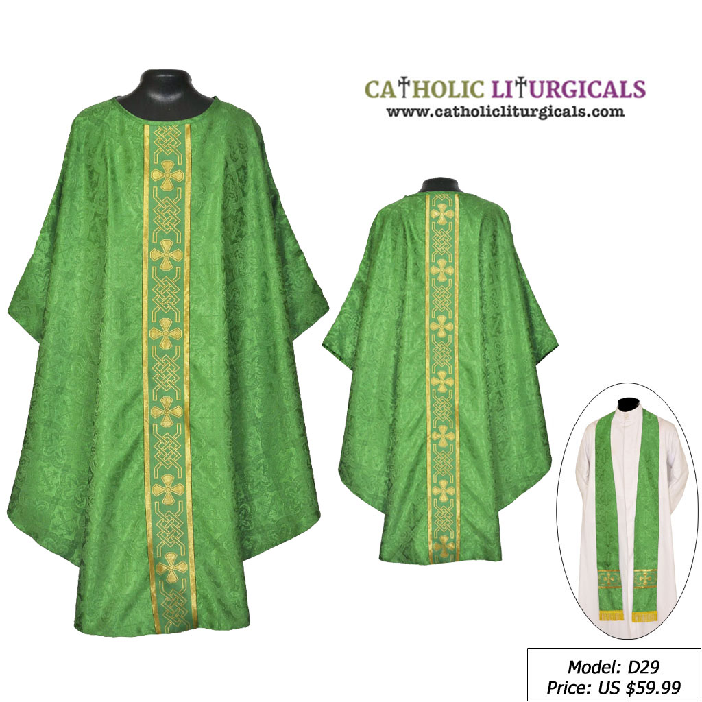 Gothic Chasubles MAA: Green Gothic Vestment & Stole Set