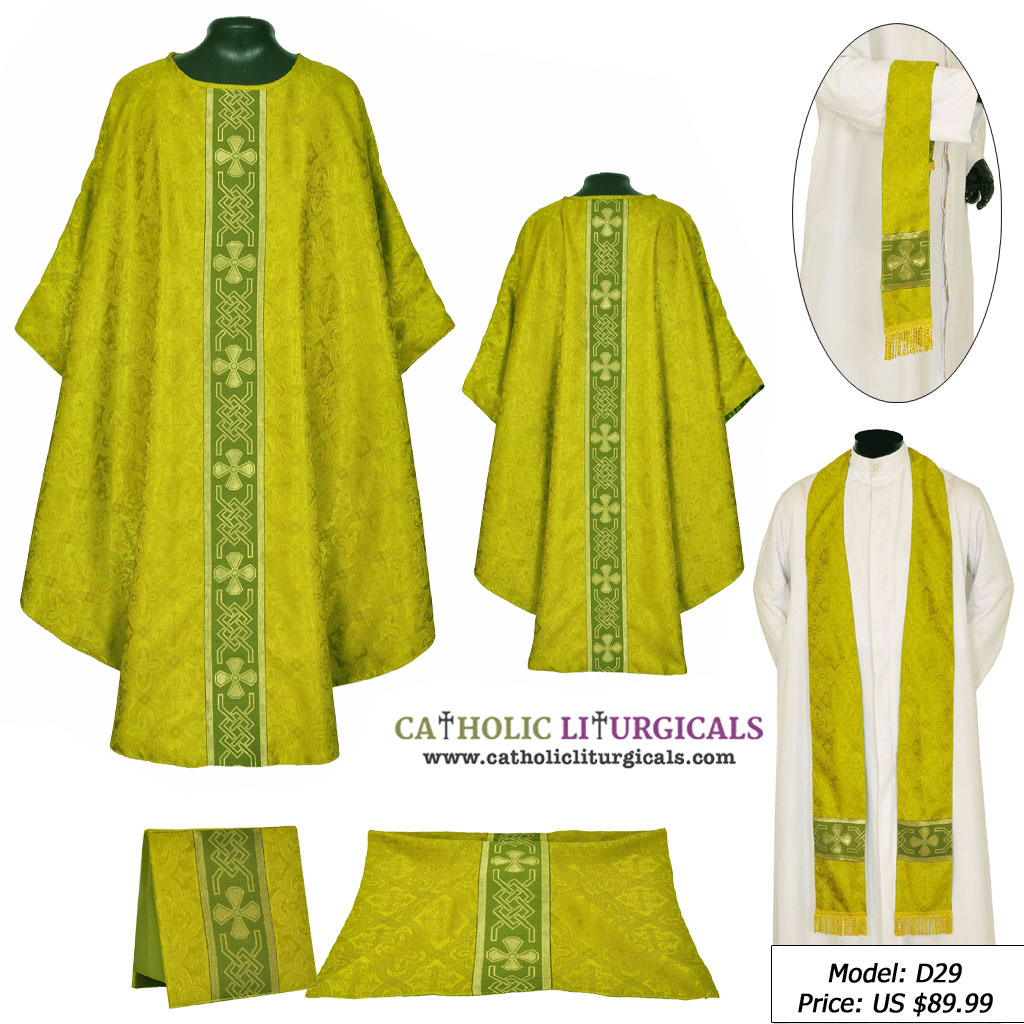 Gothic Chasubles MAA : Olive Green Gothic Vestment & Mass Set
