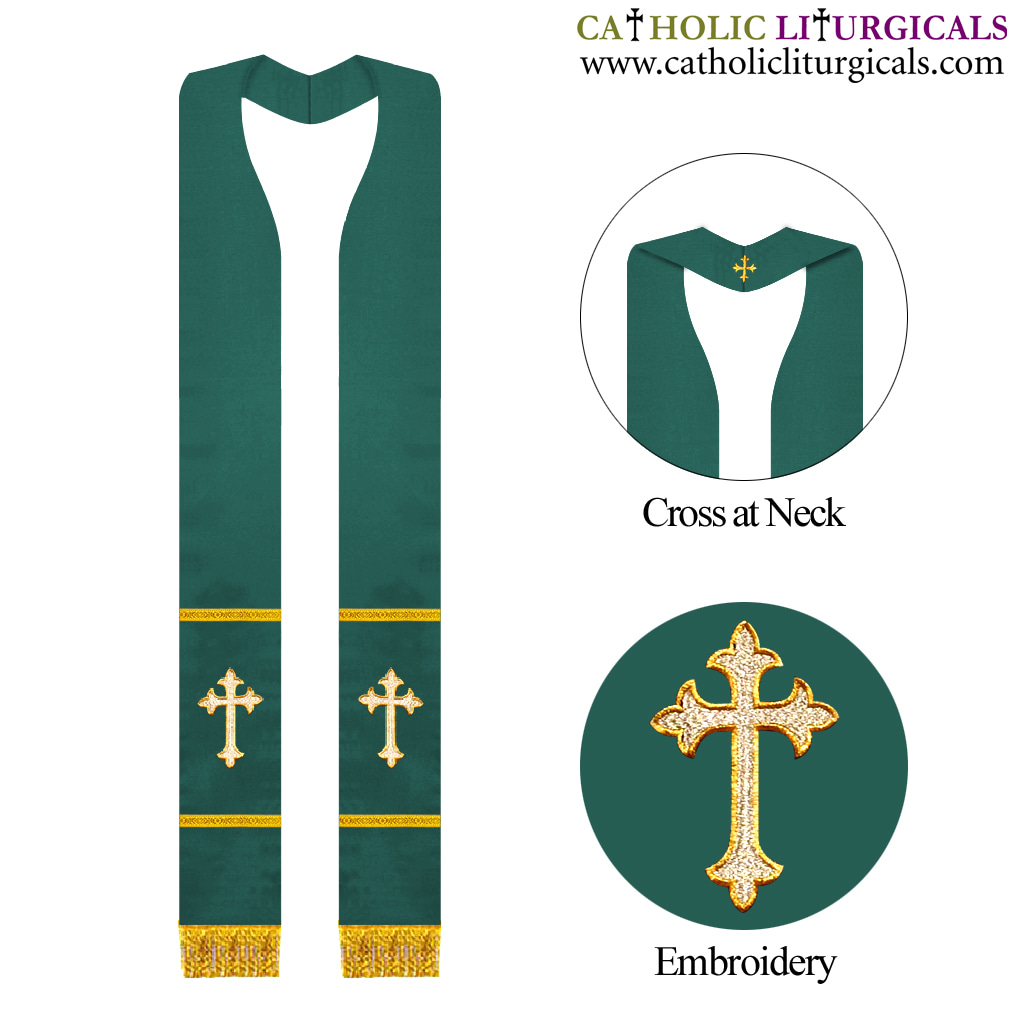 Priest Stoles Green Clergy Stole - Priest Overlay Stole