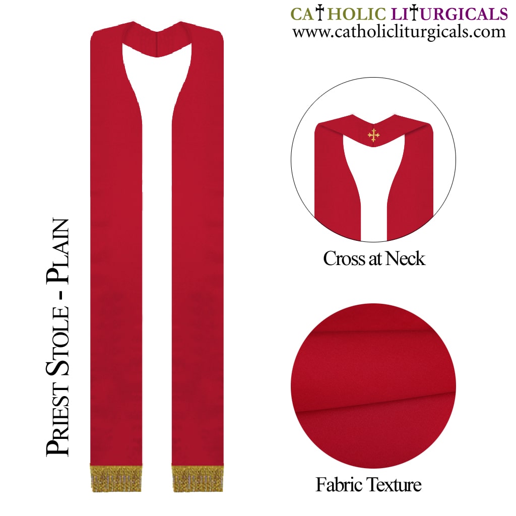 Priest Stoles Priest Overlay Stole - Red Clergy Stole