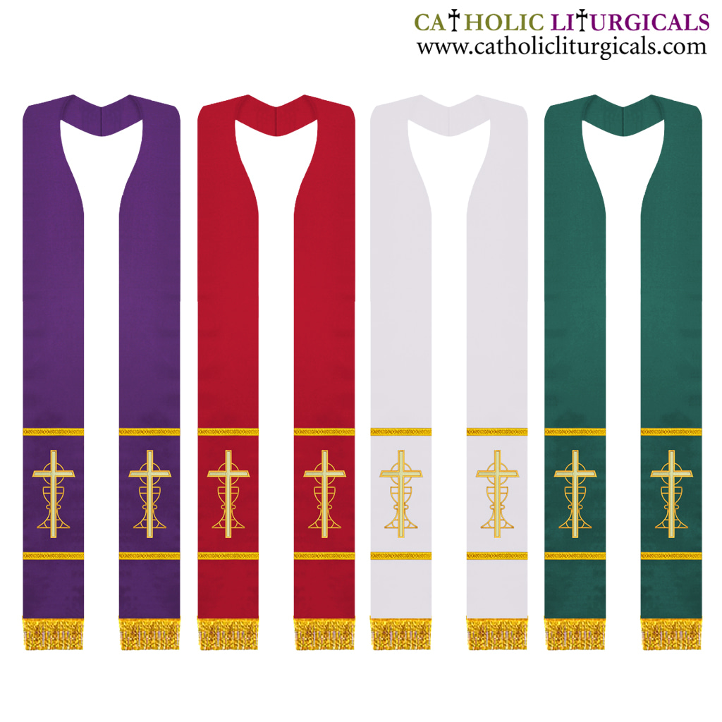 Priest Stoles Set of 4 Priest Stoles - Chalice and Cross