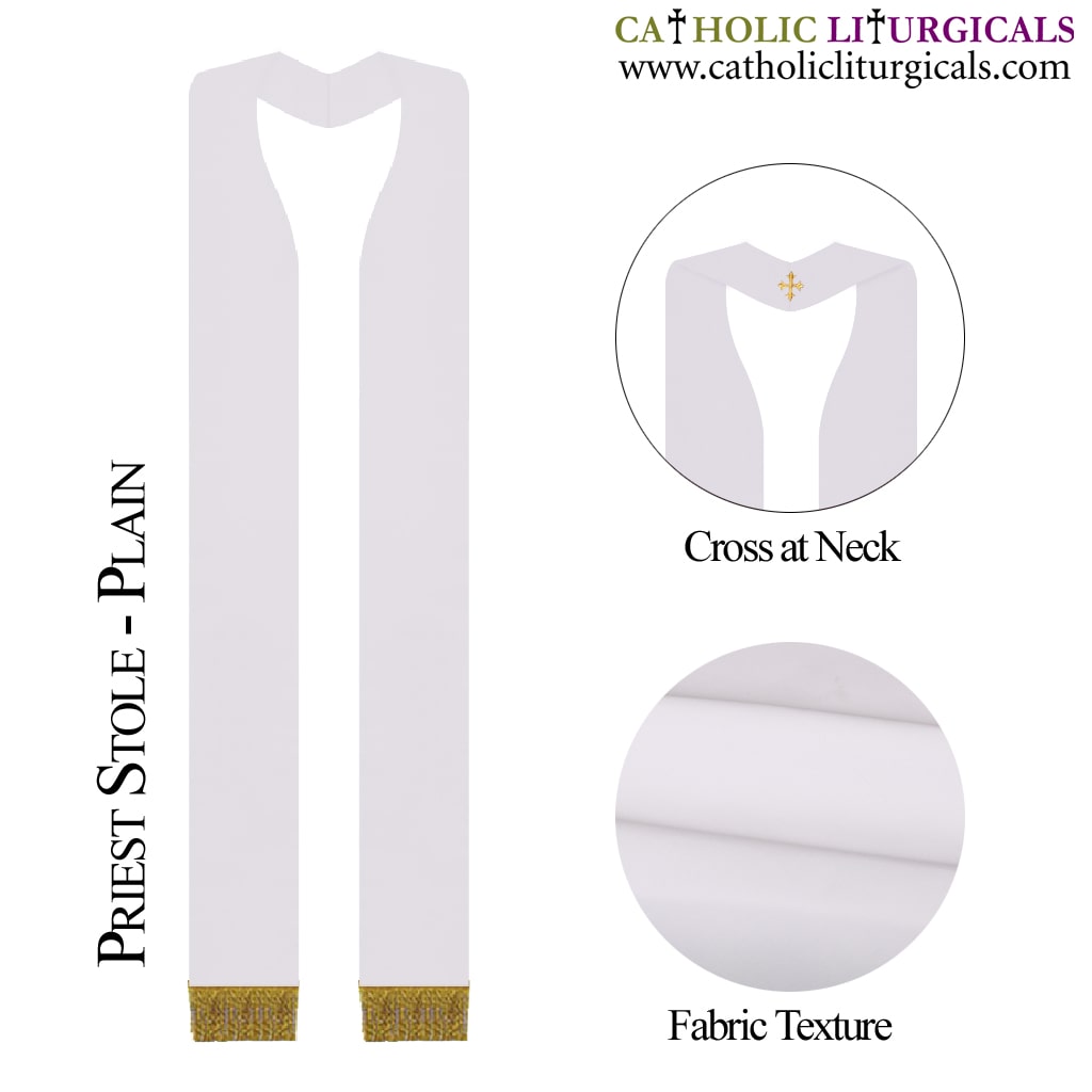 Priest Stoles Priest Overlay Stole - White Clergy Stole