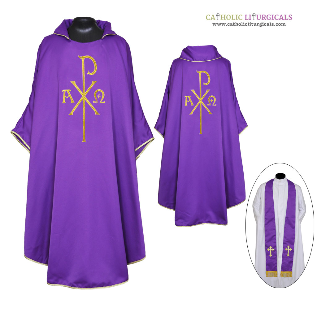 Lenten Offers Purple Gothic Vestment & Stole Set