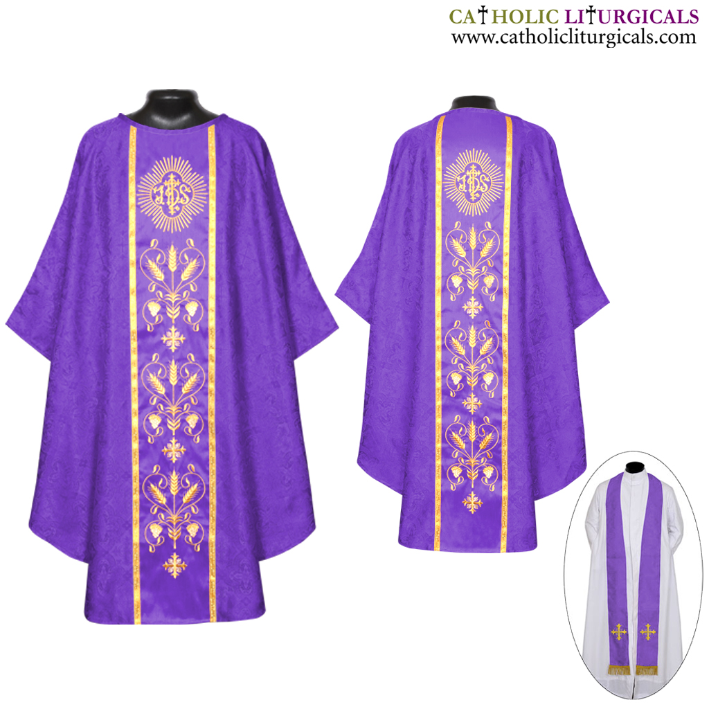 Gothic Chasubles Purple Gothic Vestment & Stole Set