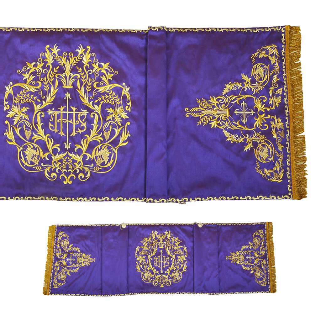 Humeral Veil Purple Humeral Veil Fully Embroidered - IHS