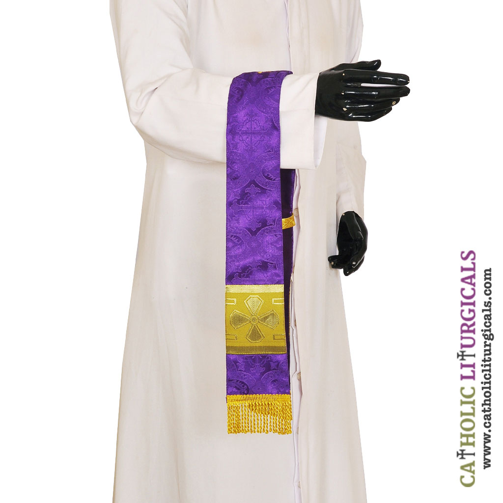 Priest Maniples Purple Maniple - Cross Orphreys