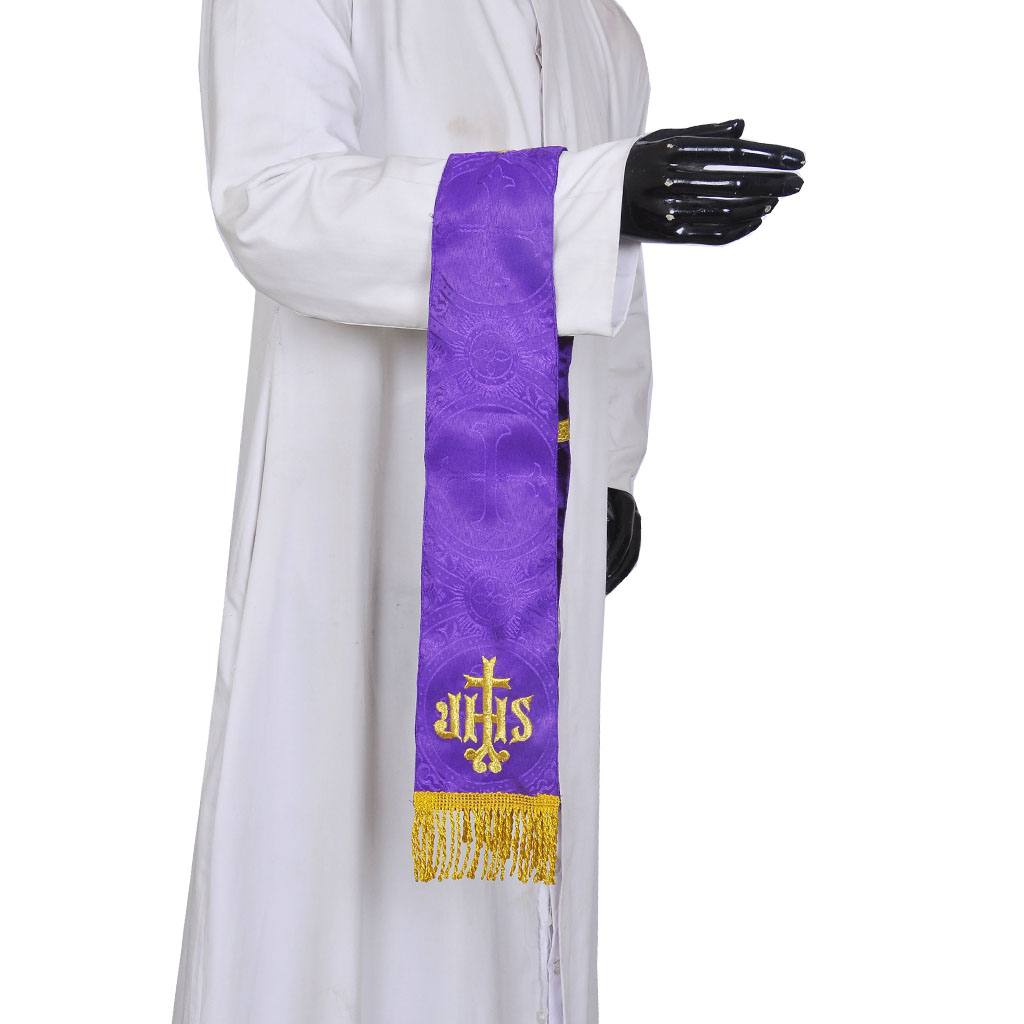 Priest Maniples Purple Maniple - IHS Embroidery