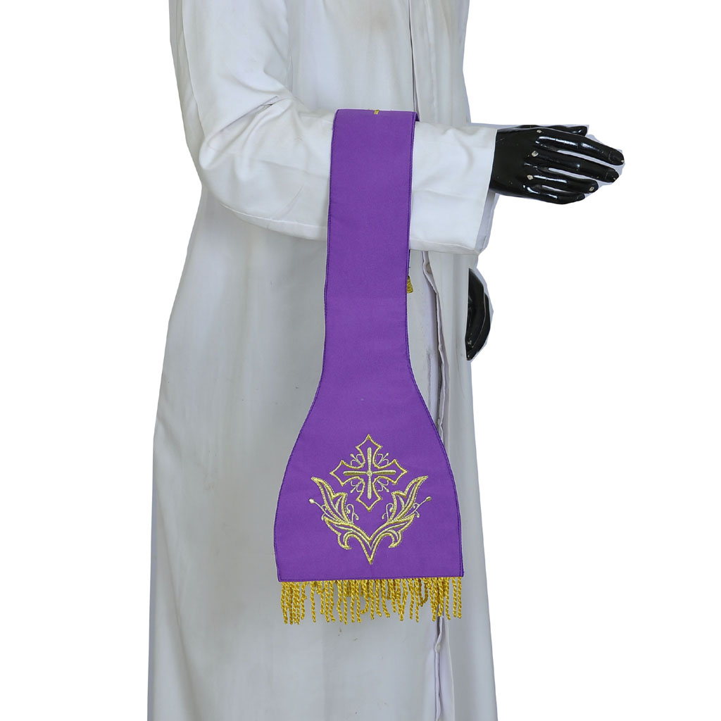 Priest Maniples Purple Cross Embroidered - Maniple 