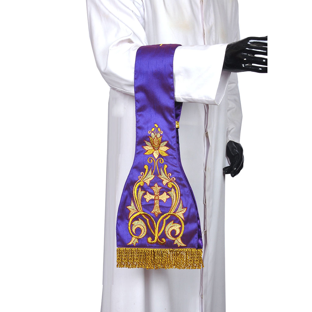 Priest Maniples Fully Embroidered Purple - Maniple SILK