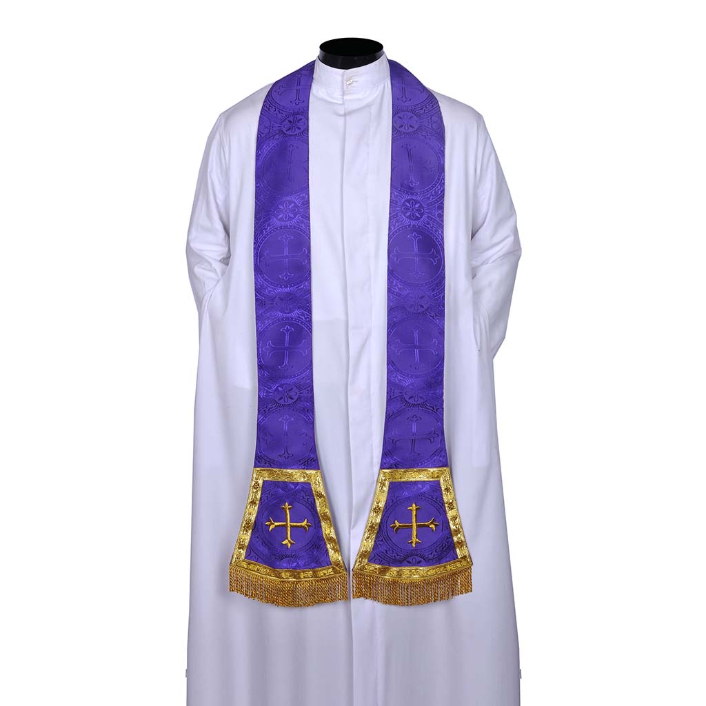 Priest Stoles Purple Priest Stole - Cross Embroidery