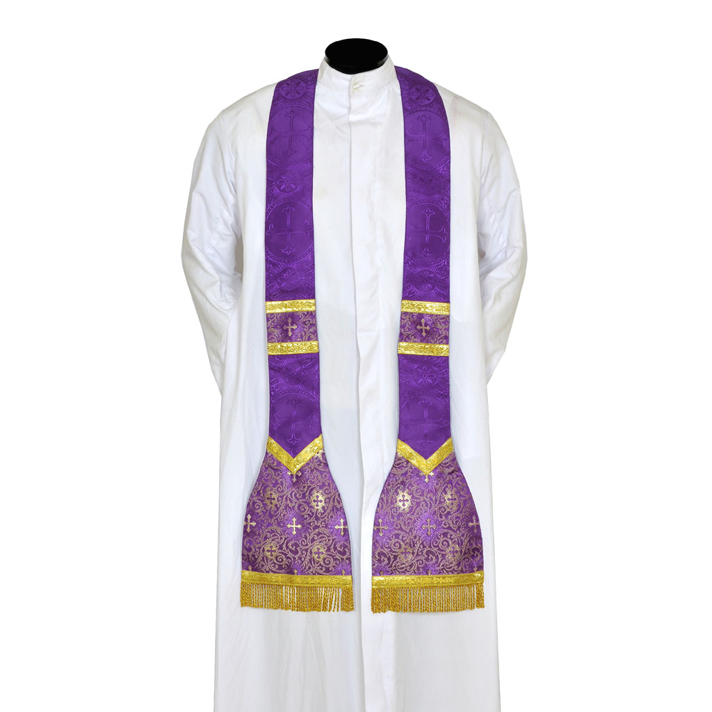 Priest Stoles Purple - Priest Stole - Roman Model - Latin 