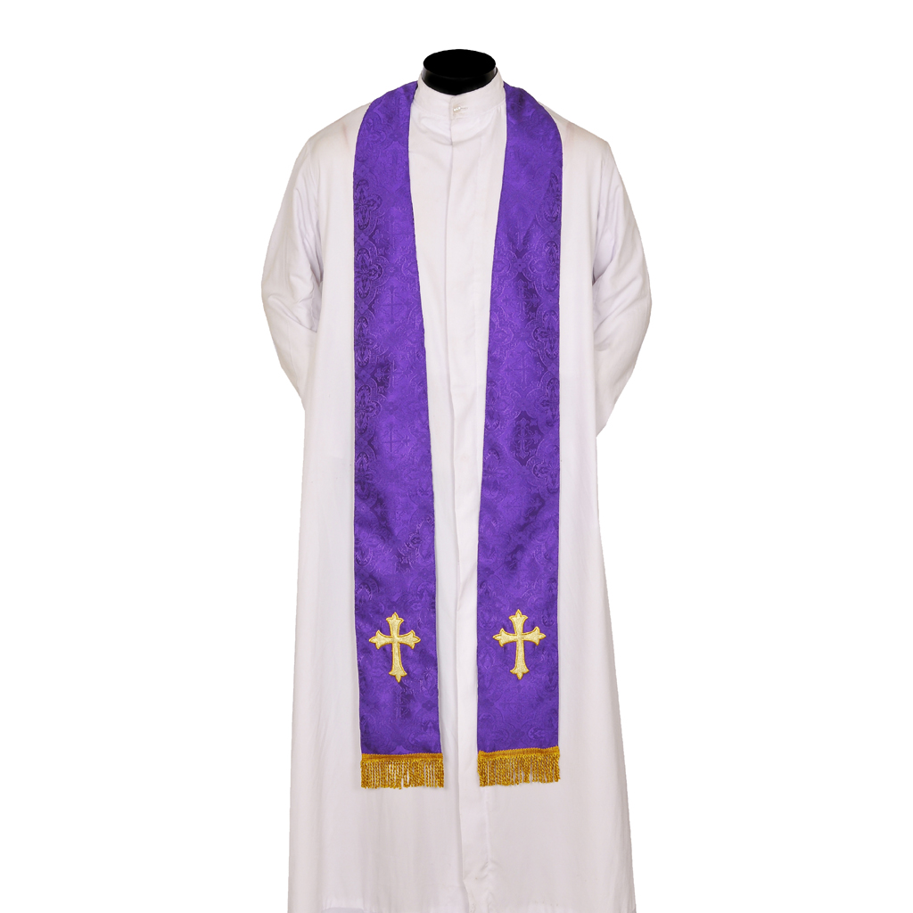 Priest Stoles Purple - Priest Stole - Cross Applique