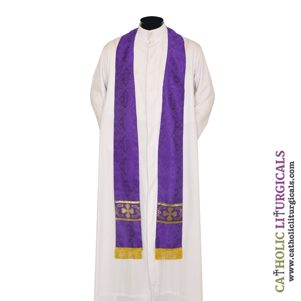 Priest Stoles Purple - Priest Stole - Cross Orphreys