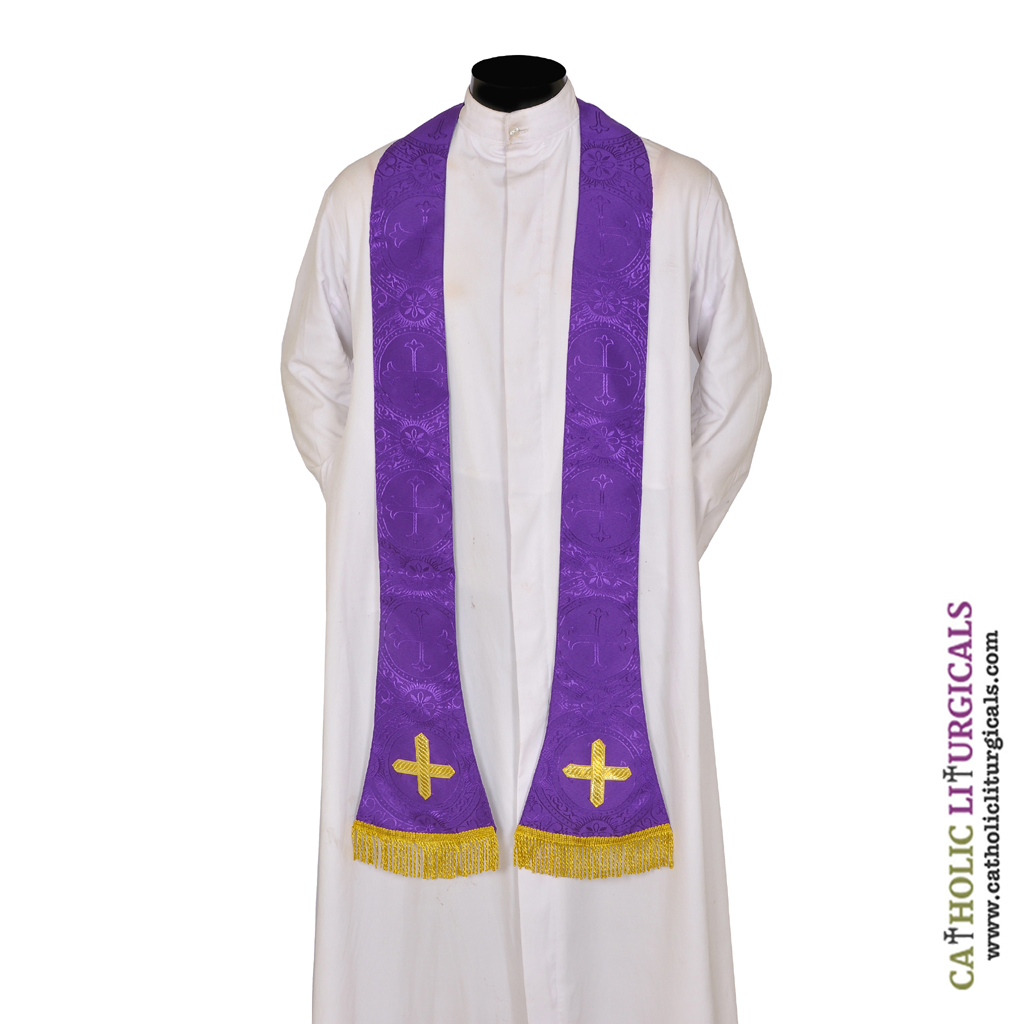 Priest Stoles Purple Priest Stole - Cross Design