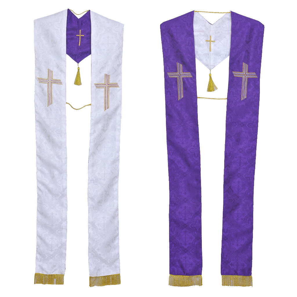 Priest Stoles Reversible Purple / White - Priest Stole