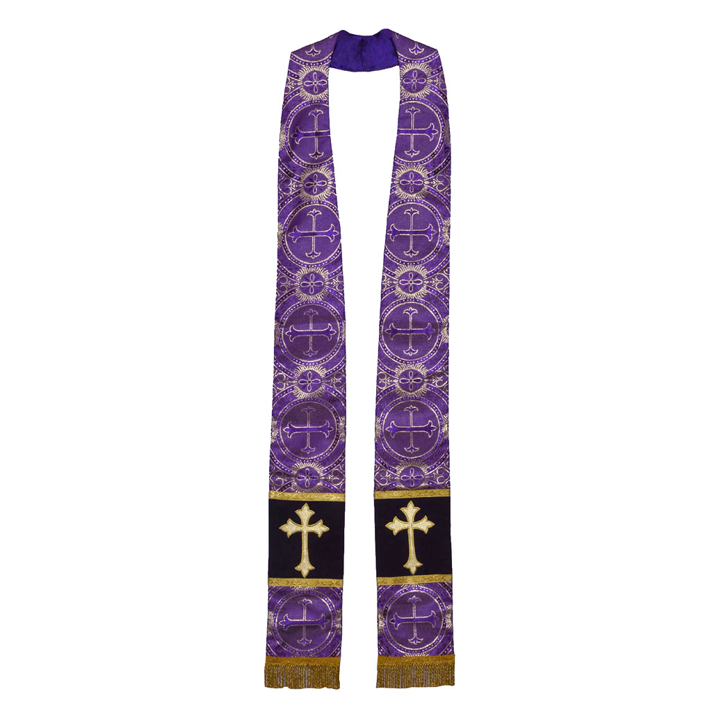 Priest Stoles Metallic Purple Gold - Priest Stole