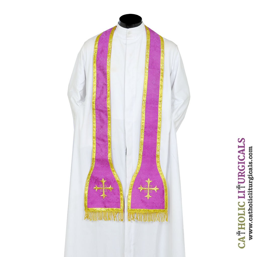 Priest Stoles Purple Priest Stole - Cross Embroidery
