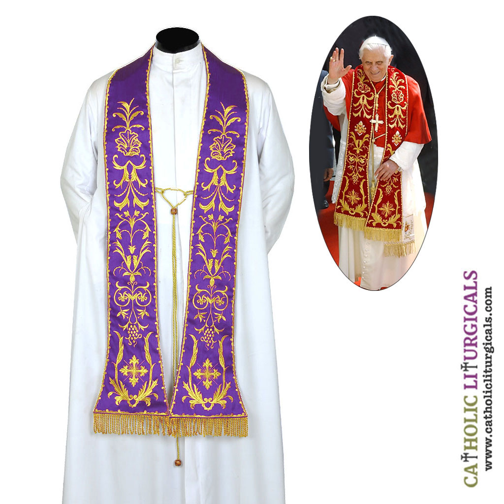 Priest Stoles Purple Stole - Similar to Pope Benedict Stole