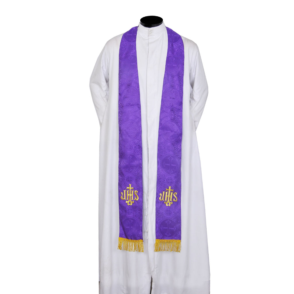 Priest Stoles Purple - Priest Stole - IHS