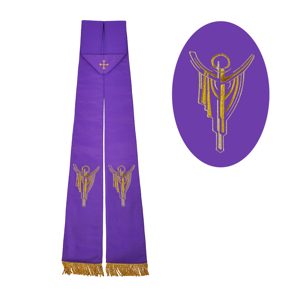 Priest Stoles M04: Purple - Felt Interlined - Priest Stole