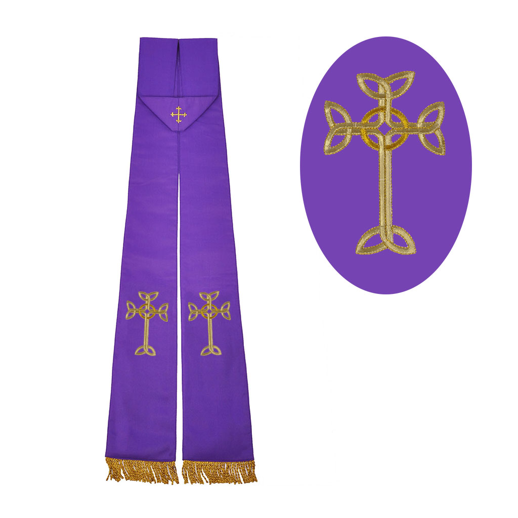 Priest Stoles M12: Purple - Felt Interlined - Priest Stole