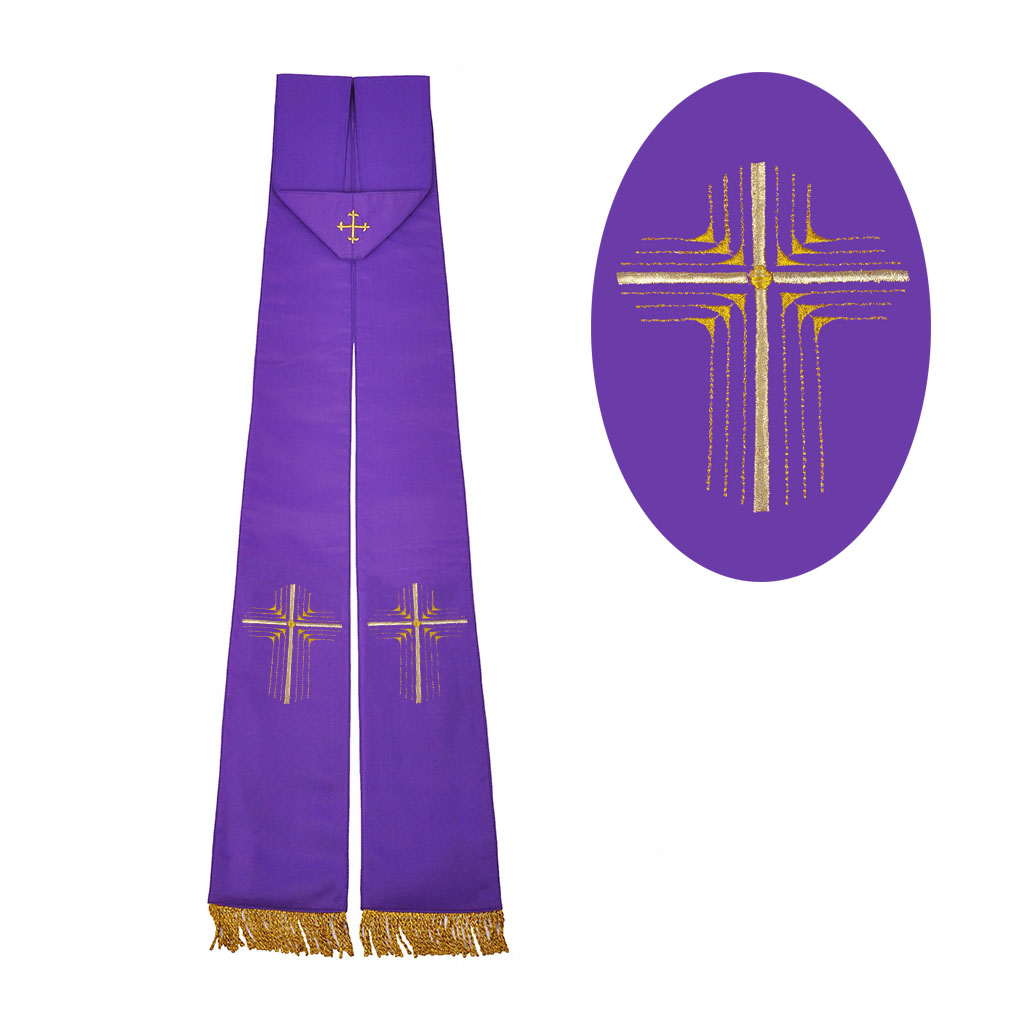 Priest Stoles M05: Purple - Felt Interlined - Priest Stole