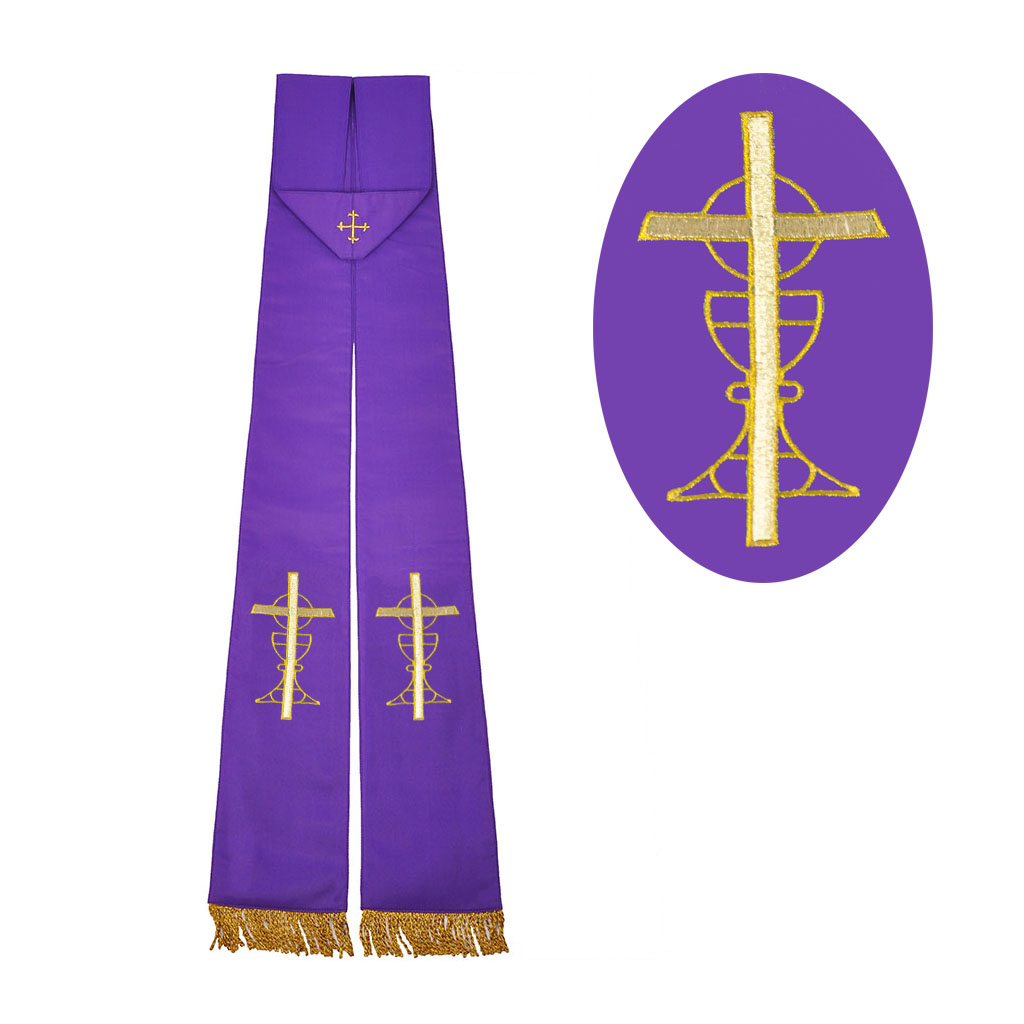 Priest Stoles M03: Purple - Felt Interlined - Priest Stole
