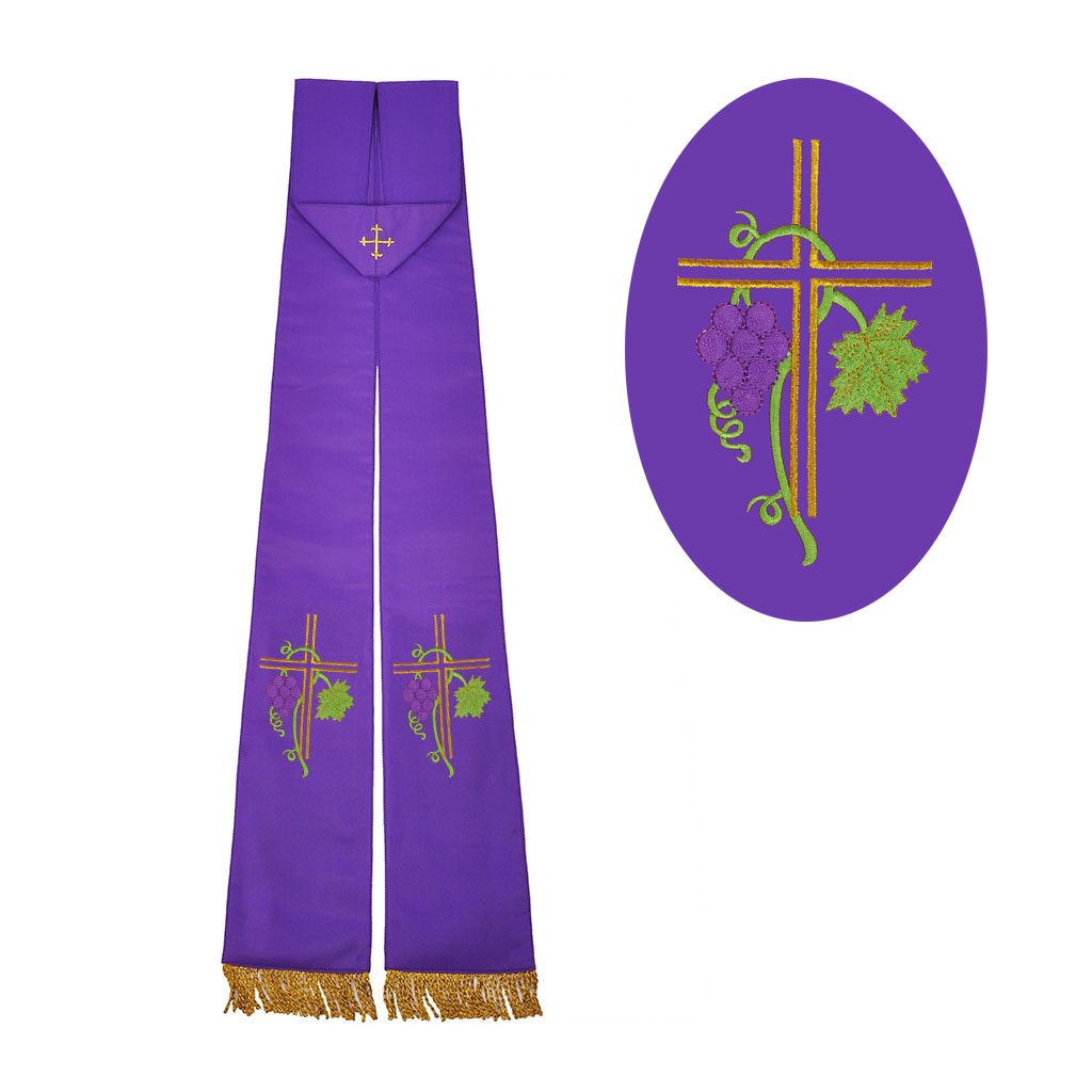 Priest Stoles M02: Purple - Felt Interlined - Priest Stole