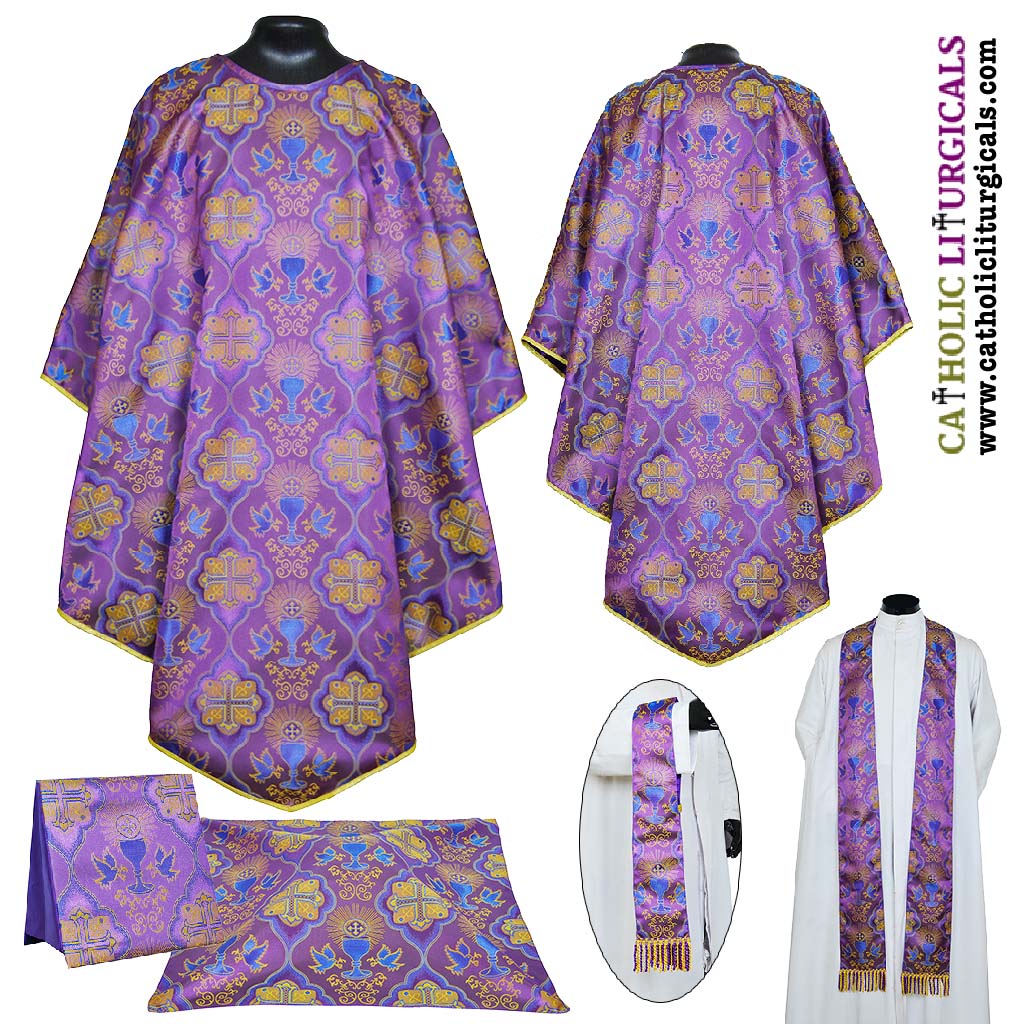 Pugin Style Chasubles Violet Pugin Style Gothic Vestment & Mass Set