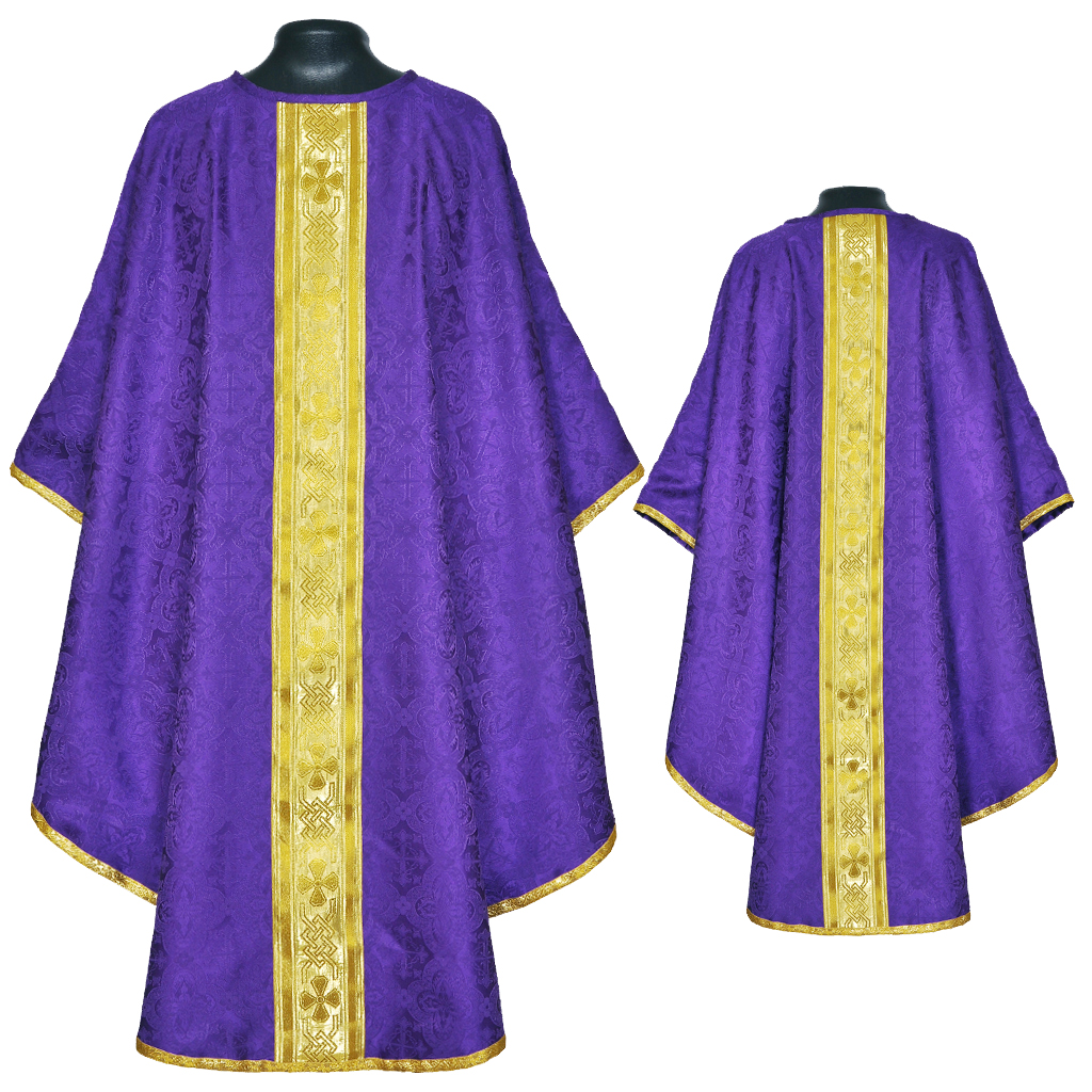Gothic Chasubles M0A : Purple Gothic Vestment & Stole Set