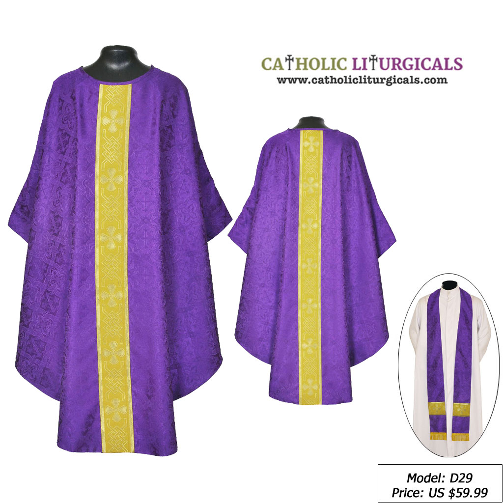 Gothic Chasubles MAA: Purple Gothic Vestment & Stole Set