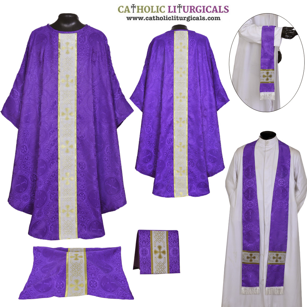 Gothic Chasubles M0A: Purple - Violet Gothic Vestment & Mass Set