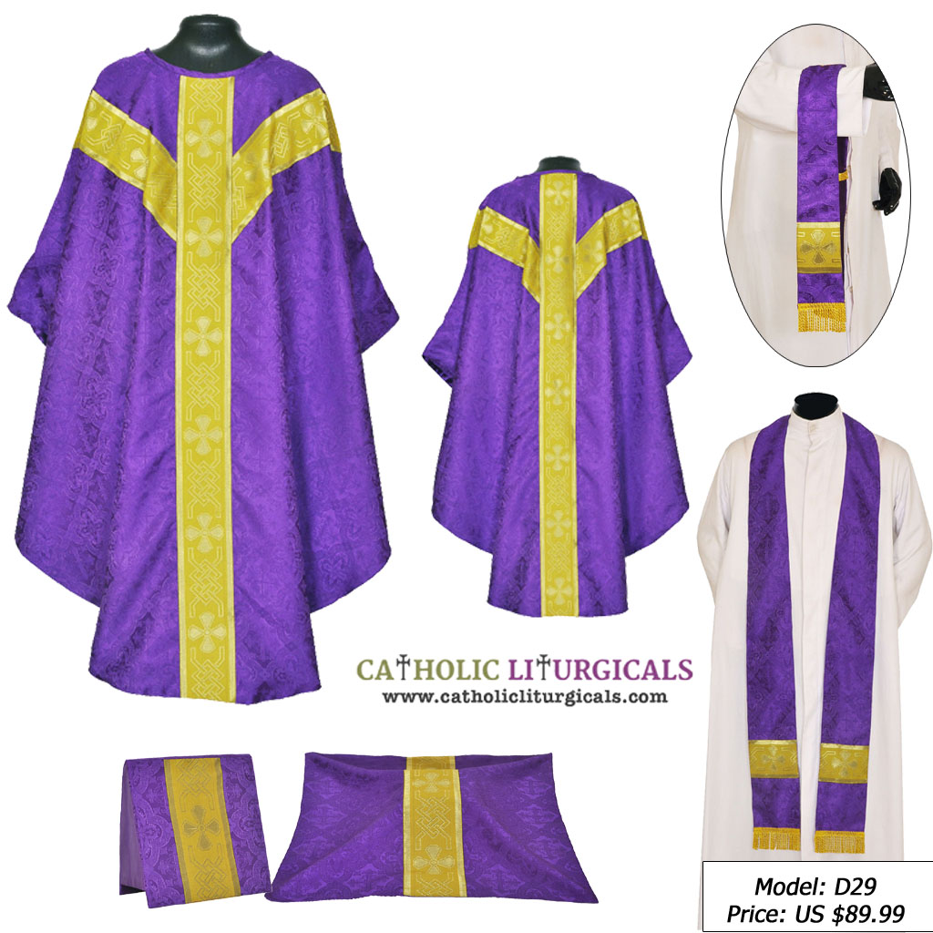 Gothic Chasubles MCC : Purple Gothic Vestment & Mass Set
