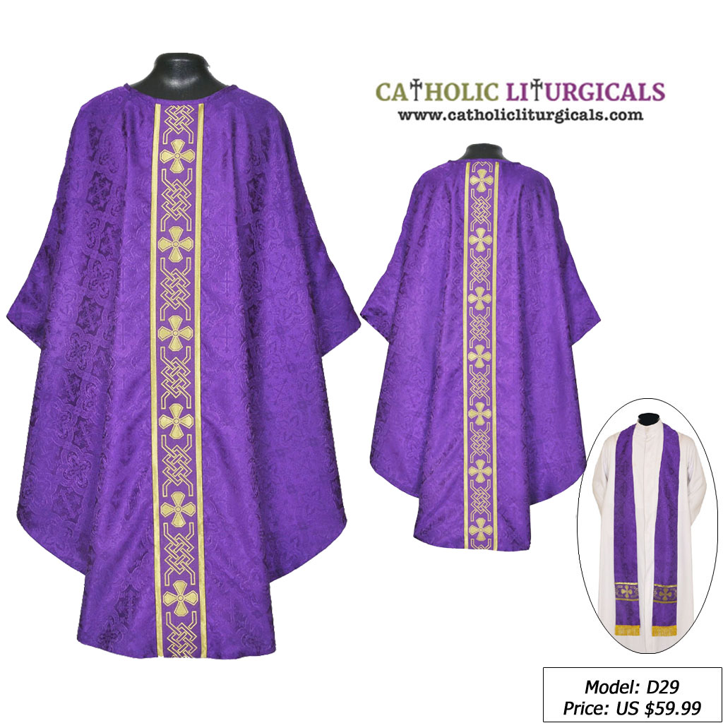 Gothic Chasubles MAA: Purple Gothic Vestment & Stole Set