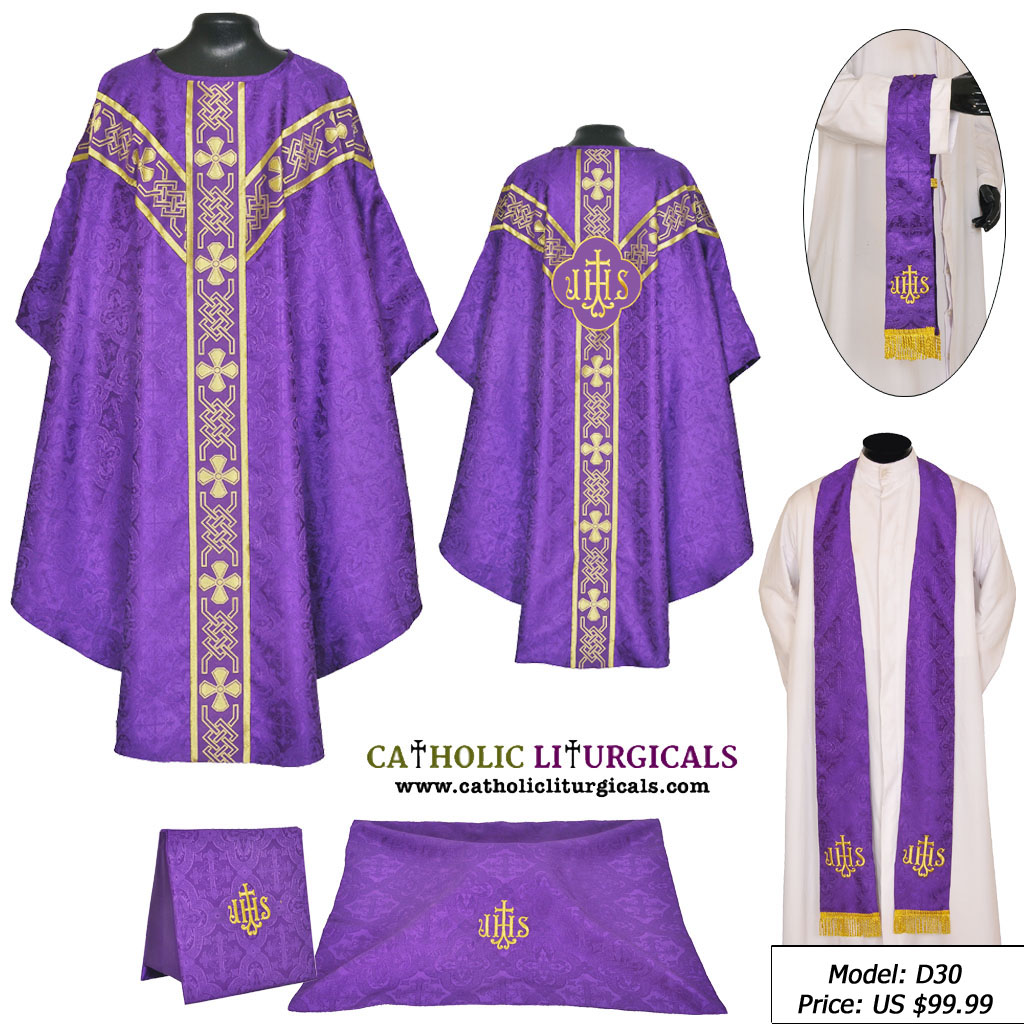 Lenten Offers MCI : Purple Gothic Vestment & Mass Set
