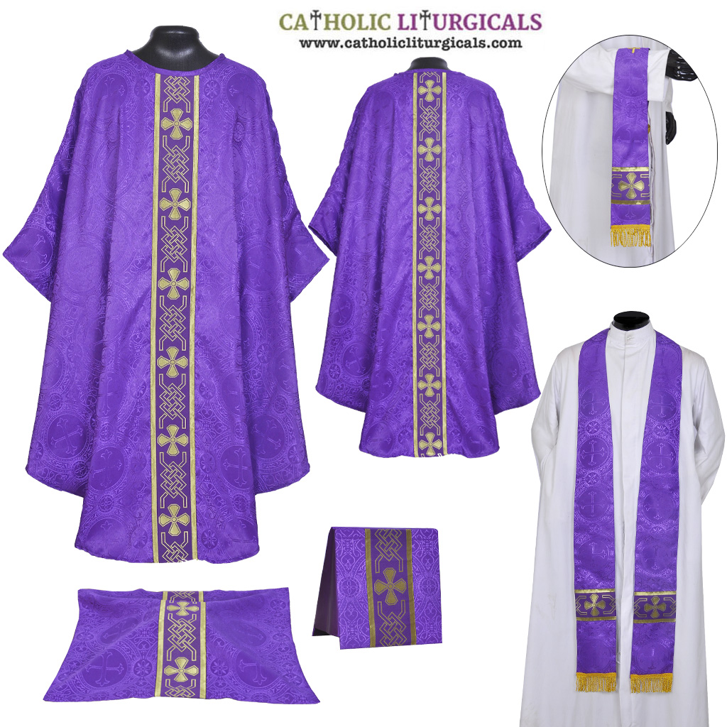 Gothic Chasubles M0A: Purple - Violet Gothic Vestment & Mass Set