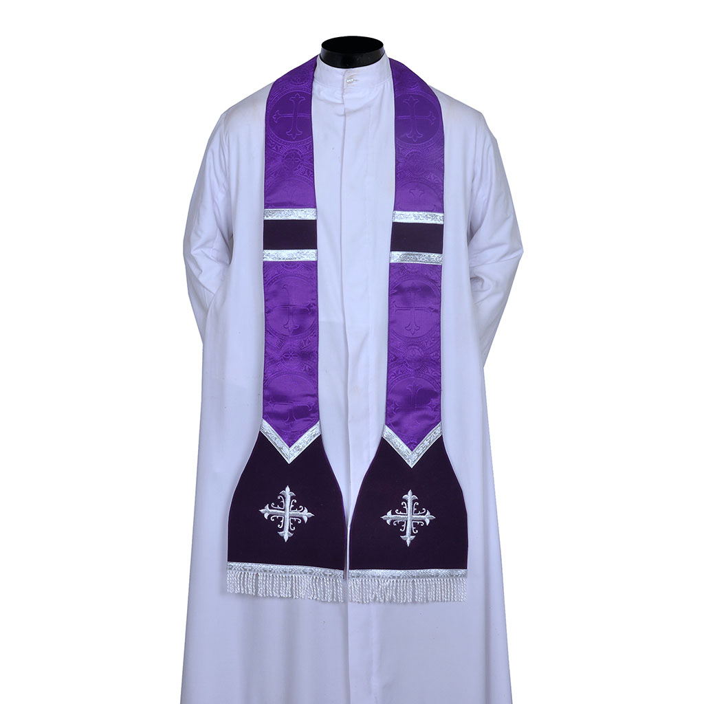 Priest Stoles Purple - Priest Stole - Cross Embroidery